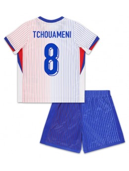 Frankreich Aurelien Tchouameni #8 Auswärts Trikotsatz für Kinder EM 2024 Kurzarm (+ Kurze Hosen)